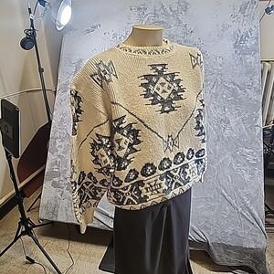 Alfred Dunner Womens Sweater Small Blue White Long Sleeve Knit Pullover Size 42